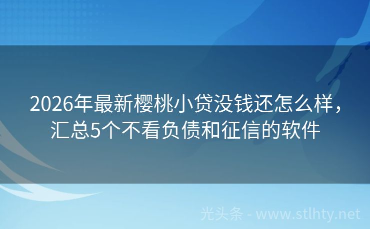 2026年最新樱桃小贷没钱还怎么样，汇总5个不看负债和征信的软件