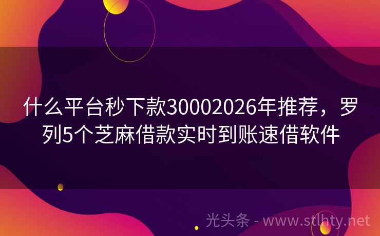 什么平台秒下款30002026年推荐，罗列5个芝麻借款实时到账速借软件