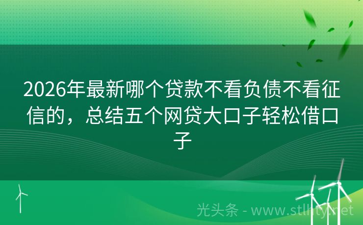 2026年最新哪个贷款不看负债不看征信的，总结五个网贷大口子轻松借口子