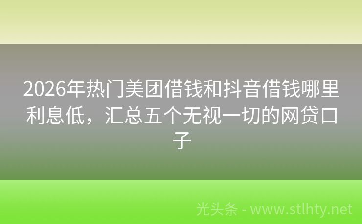 2026年热门美团借钱和抖音借钱哪里利息低，汇总五个无视一切的网贷口子