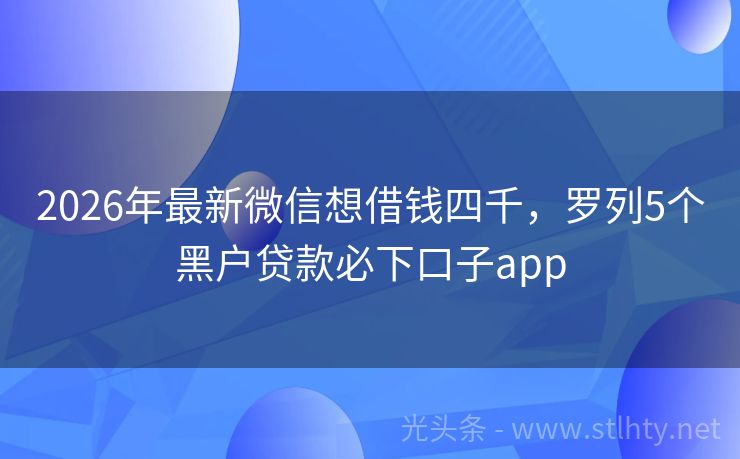 2026年最新微信想借钱四千，罗列5个黑户贷款必下口子app