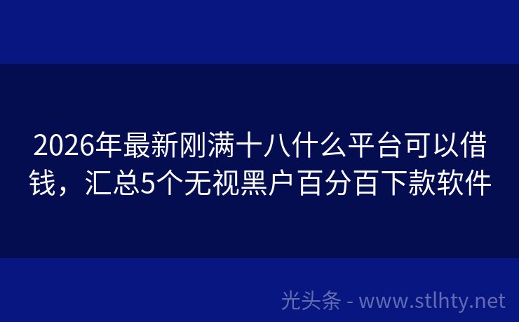 2026年最新刚满十八什么平台可以借钱，汇总5个无视黑户百分百下款软件