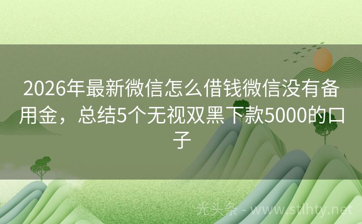 2026年最新微信怎么借钱微信没有备用金，总结5个无视双黑下款5000的口子