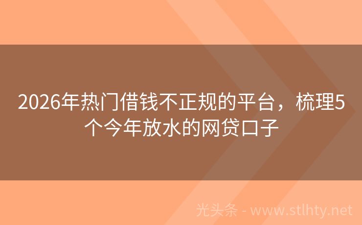 2026年热门借钱不正规的平台，梳理5个今年放水的网贷口子