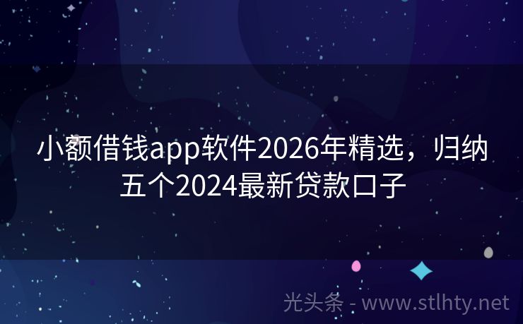 小额借钱app软件2026年精选，归纳五个2024最新贷款口子
