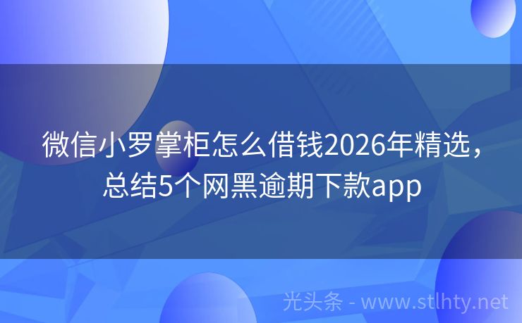 微信小罗掌柜怎么借钱2026年精选，总结5个网黑逾期下款app