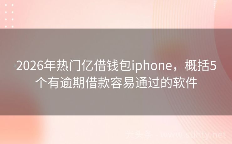 2026年热门亿借钱包iphone，概括5个有逾期借款容易通过的软件
