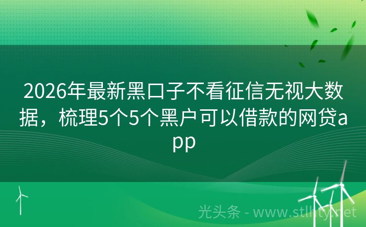 2026年最新黑口子不看征信无视大数据，梳理5个5个黑户可以借款的网贷app