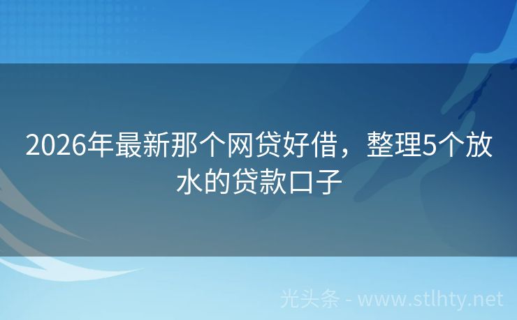 2026年最新那个网贷好借，整理5个放水的贷款口子