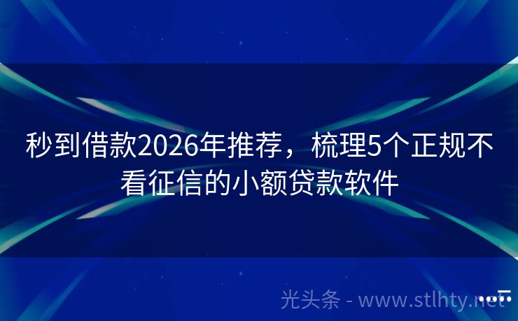 秒到借款2026年推荐，梳理5个正规不看征信的小额贷款软件