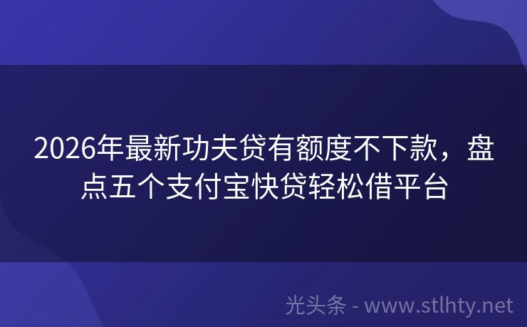 2026年最新功夫贷有额度不下款，盘点五个支付宝快贷轻松借平台