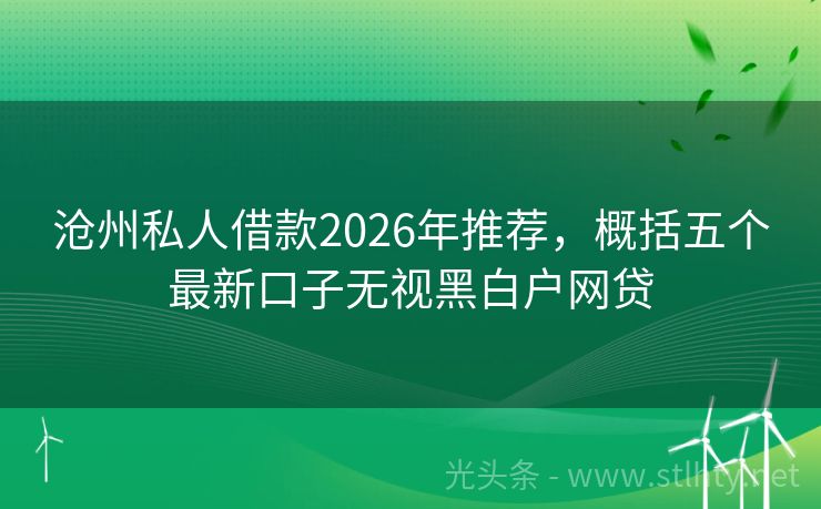 沧州私人借款2026年推荐，概括五个最新口子无视黑白户网贷