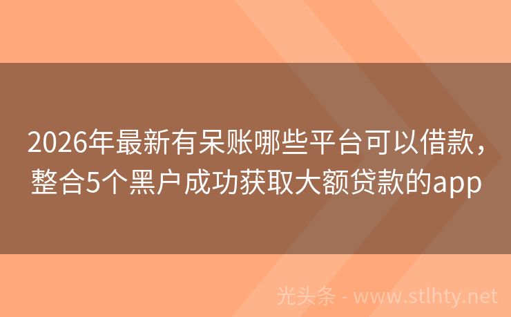2026年最新有呆账哪些平台可以借款，整合5个黑户成功获取大额贷款的app