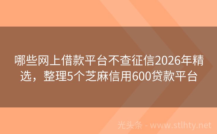 哪些网上借款平台不查征信2026年精选，整理5个芝麻信用600贷款平台