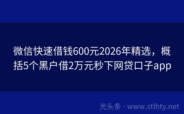 微信快速借钱600元2026年精选，概括5个黑户借2万元秒下网贷口子app