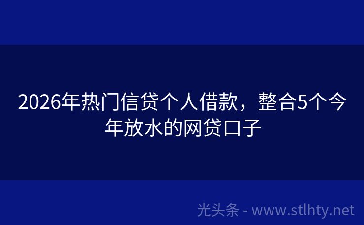 2026年热门信贷个人借款，整合5个今年放水的网贷口子