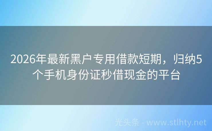 2026年最新黑户专用借款短期，归纳5个手机身份证秒借现金的平台