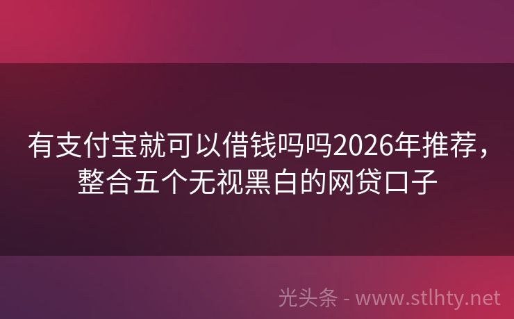 有支付宝就可以借钱吗吗2026年推荐，整合五个无视黑白的网贷口子