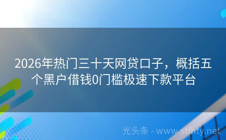 2026年热门三十天网贷口子，概括五个黑户借钱0门槛极速下款平台