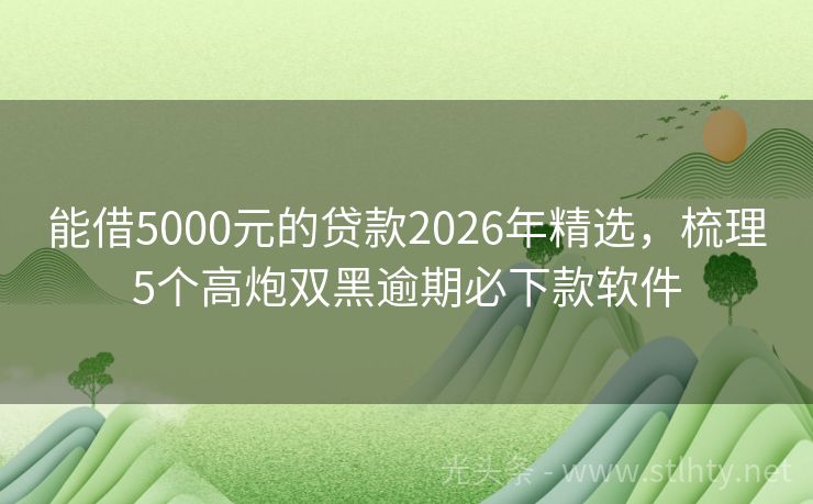 能借5000元的贷款2026年精选，梳理5个高炮双黑逾期必下款软件