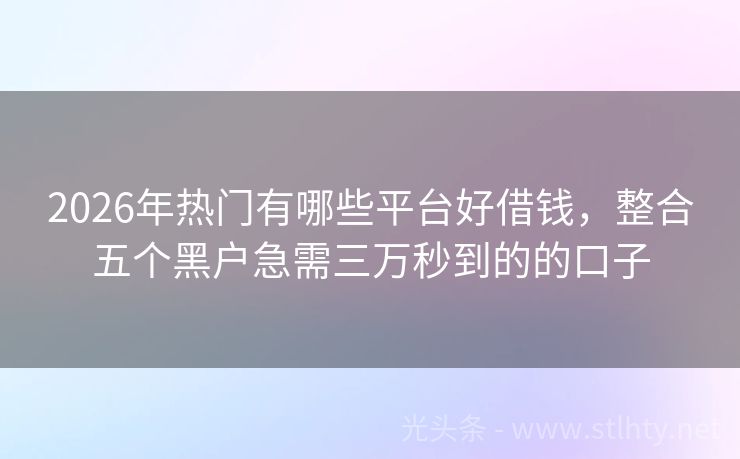 2026年热门有哪些平台好借钱，整合五个黑户急需三万秒到的的口子
