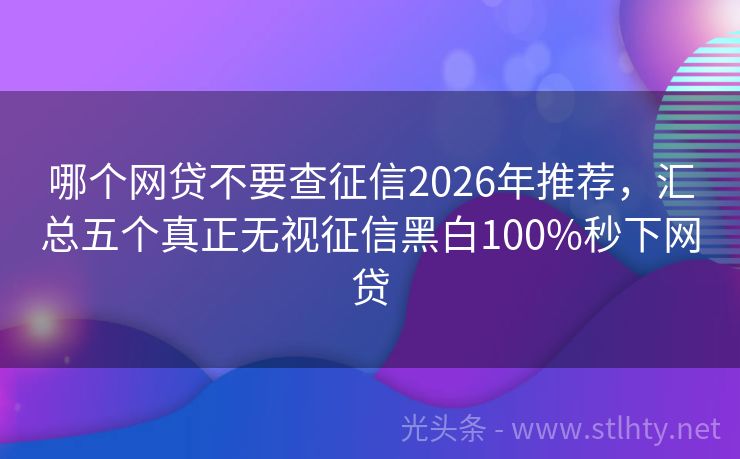 哪个网贷不要查征信2026年推荐，汇总五个真正无视征信黑白100%秒下网贷
