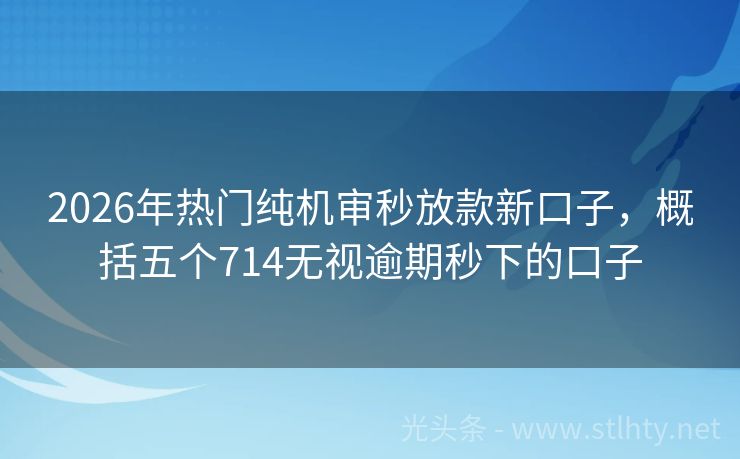 2026年热门纯机审秒放款新口子，概括五个714无视逾期秒下的口子