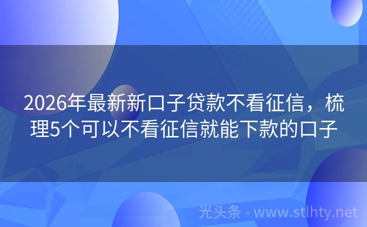 2026年最新新口子贷款不看征信，梳理5个可以不看征信就能下款的口子
