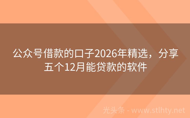 公众号借款的口子2026年精选，分享五个12月能贷款的软件