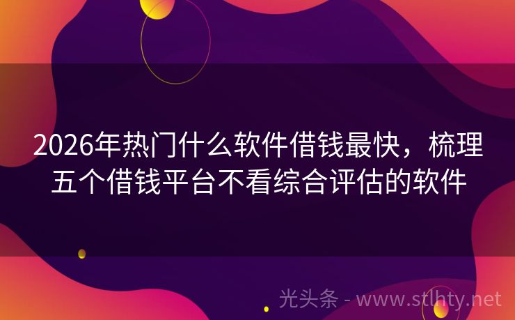 2026年热门什么软件借钱最快，梳理五个借钱平台不看综合评估的软件