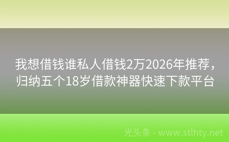 我想借钱谁私人借钱2万2026年推荐，归纳五个18岁借款神器快速下款平台