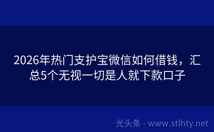 2026年热门支护宝微信如何借钱，汇总5个无视一切是人就下款口子