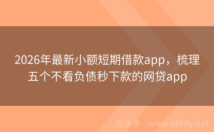 2026年最新小额短期借款app，梳理五个不看负债秒下款的网贷app