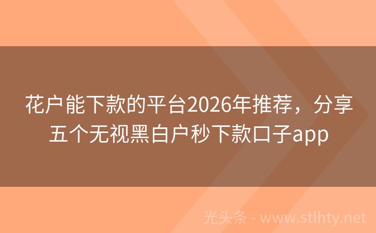 花户能下款的平台2026年推荐，分享五个无视黑白户秒下款口子app
