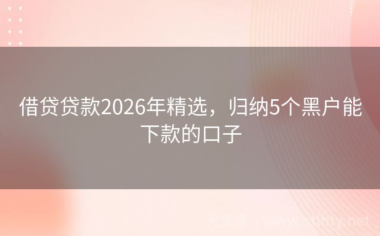 借贷贷款2026年精选，归纳5个黑户能下款的口子