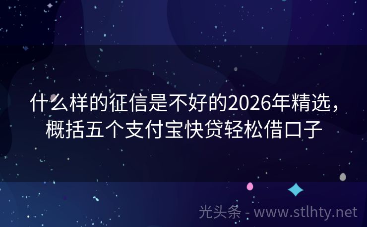 什么样的征信是不好的2026年精选，概括五个支付宝快贷轻松借口子