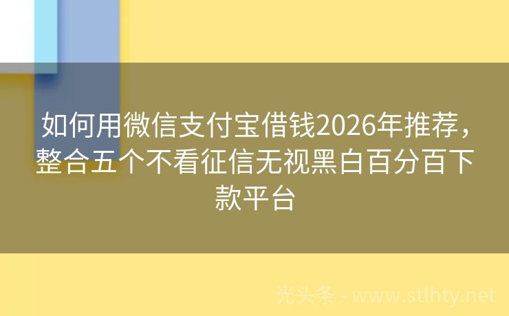 如何用微信支付宝借钱2026年推荐，整合五个不看征信无视黑白百分百下款平台