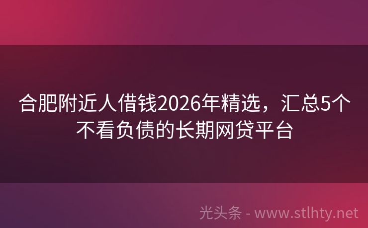 合肥附近人借钱2026年精选，汇总5个不看负债的长期网贷平台