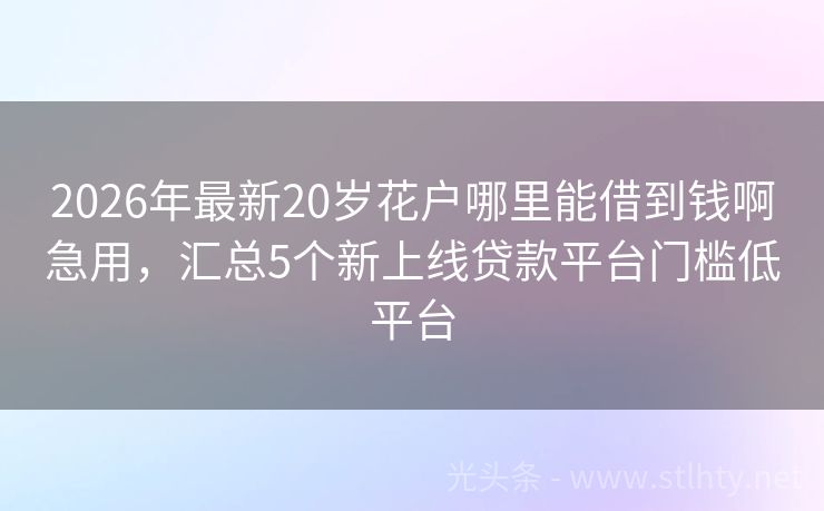 2026年最新20岁花户哪里能借到钱啊急用，汇总5个新上线贷款平台门槛低平台