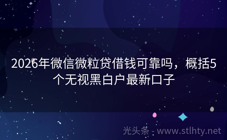 2026年微信微粒贷借钱可靠吗，概括5个无视黑白户最新口子