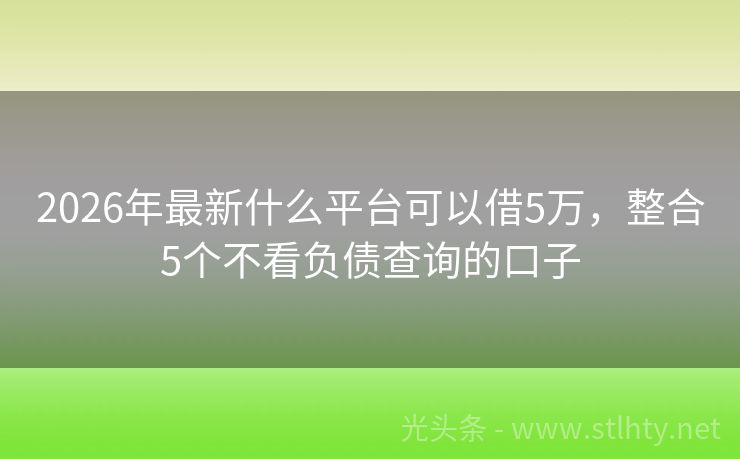 2026年最新什么平台可以借5万，整合5个不看负债查询的口子