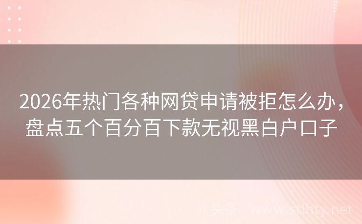 2026年热门各种网贷申请被拒怎么办，盘点五个百分百下款无视黑白户口子