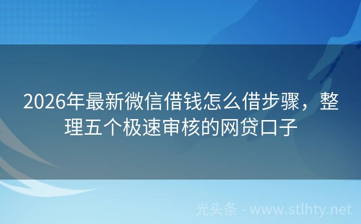 2026年最新微信借钱怎么借步骤，整理五个极速审核的网贷口子