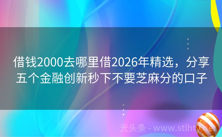借钱2000去哪里借2026年精选，分享五个金融创新秒下不要芝麻分的口子