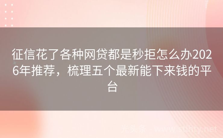 征信花了各种网贷都是秒拒怎么办2026年推荐，梳理五个最新能下来钱的平台