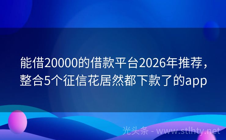 能借20000的借款平台2026年推荐，整合5个征信花居然都下款了的app