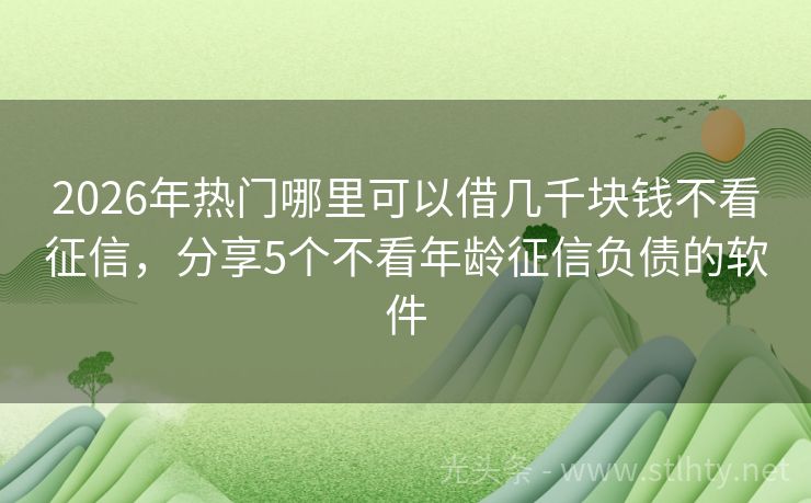 2026年热门哪里可以借几千块钱不看征信，分享5个不看年龄征信负债的软件