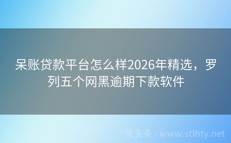 呆账贷款平台怎么样2026年精选，罗列五个网黑逾期下款软件