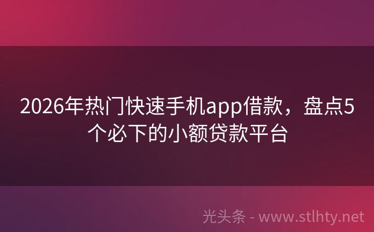 2026年热门快速手机app借款，盘点5个必下的小额贷款平台