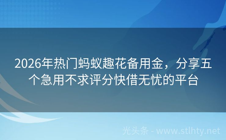 2026年热门蚂蚁趣花备用金，分享五个急用不求评分快借无忧的平台